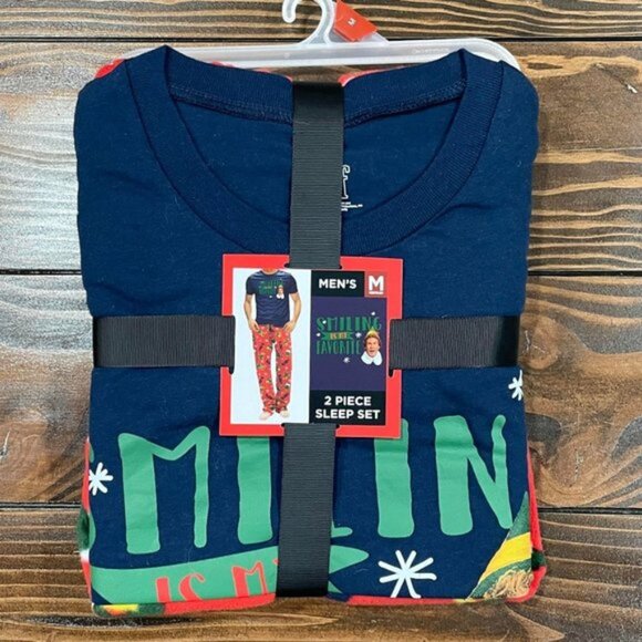 NEW 2Pc M Men's Buddy the Elf SMILING IS MY FAVORITE Pajamas - Picture 2 of 4